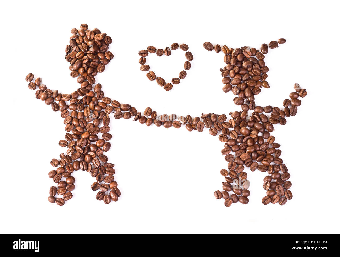 Coppia felice fatto di chicchi di caffè Foto Stock