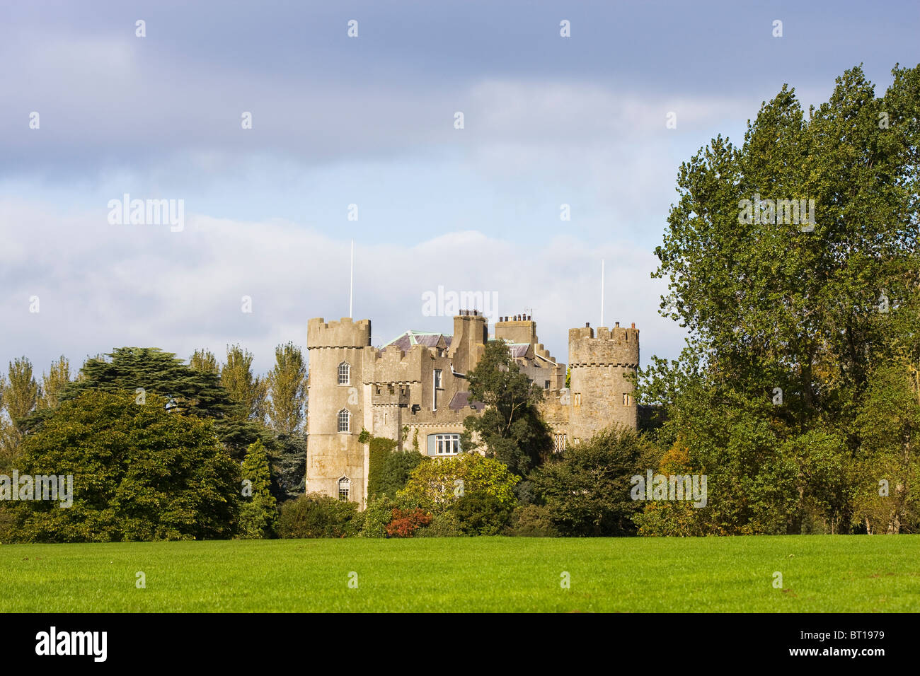 Il Castello di Malahide a Dublino, Irlanda. Foto Stock