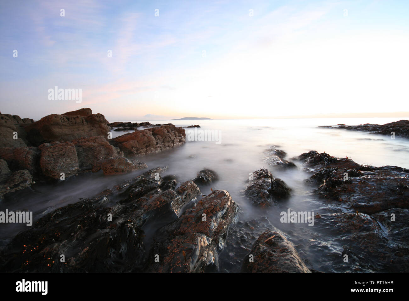Tramonto al mare d'Irlanda Foto Stock