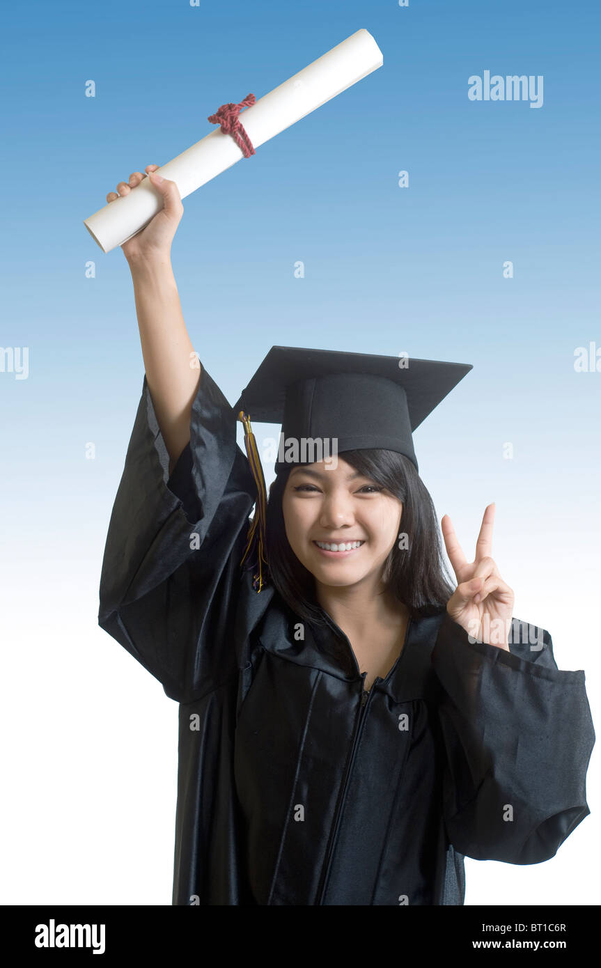 Femmina asiatica studente laureato Foto Stock