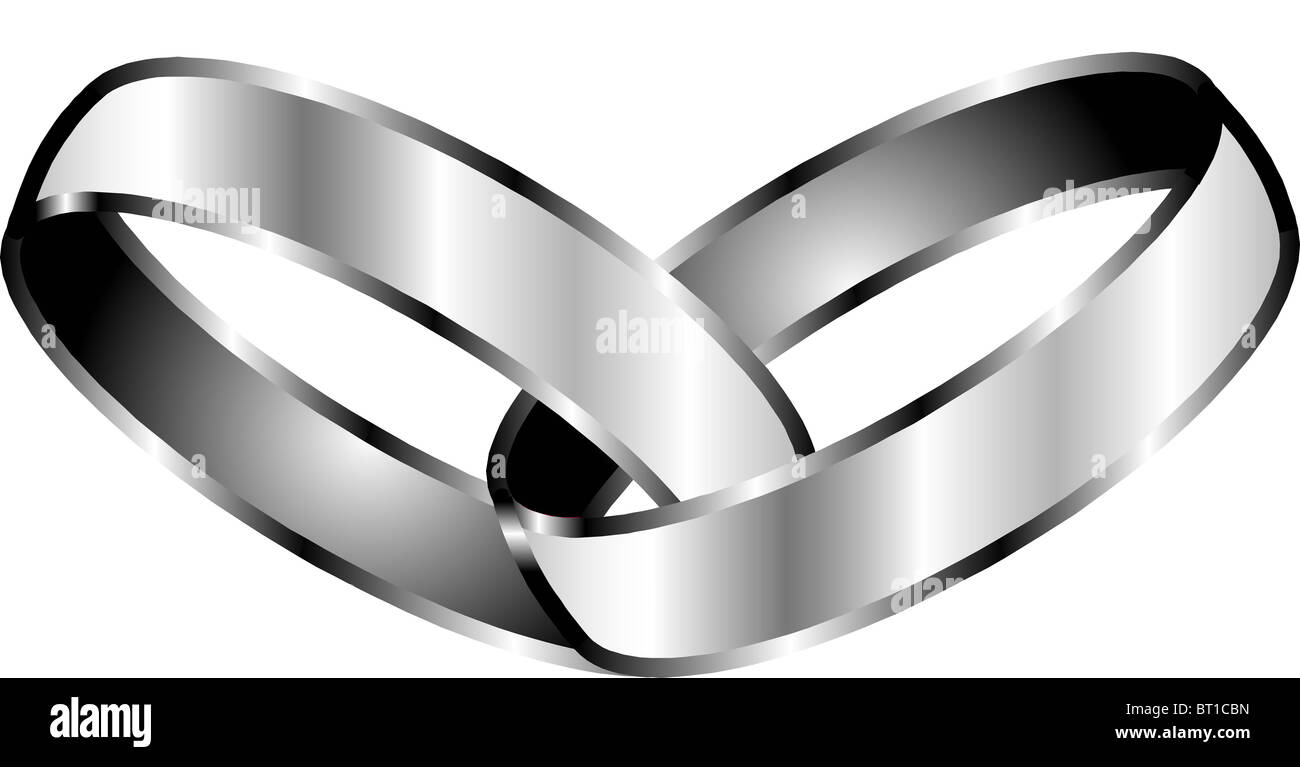 Illustrazione Vettoriale di argento promessa anelli. Foto Stock