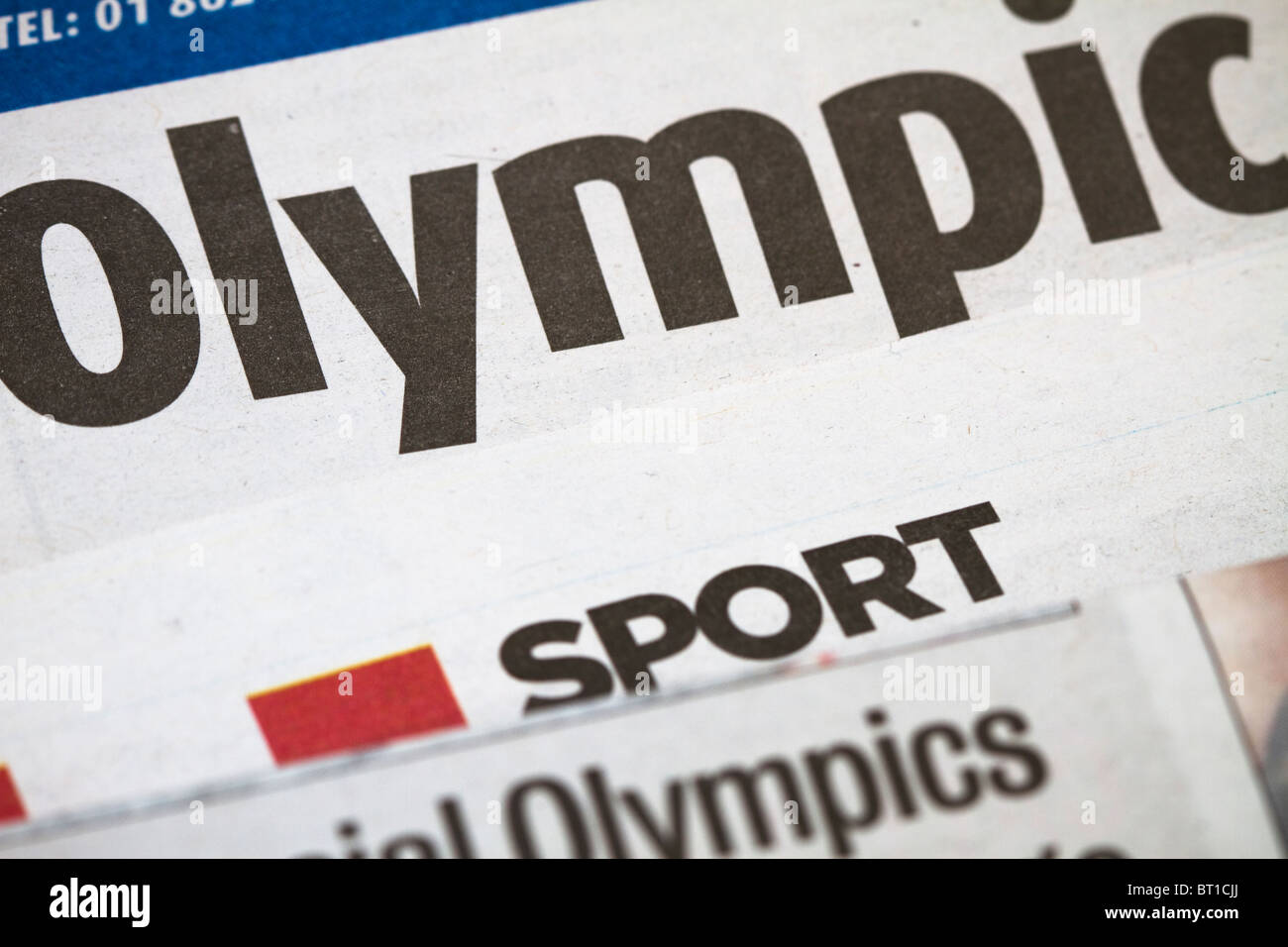 Titolo di giornale sui giochi olimpici Foto Stock