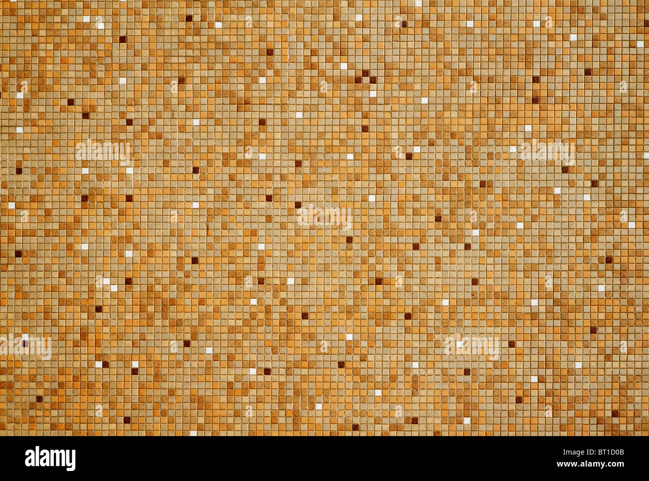 Sun parete illuminata con tan bianco marrone di piastrelle a mosaico Foto Stock