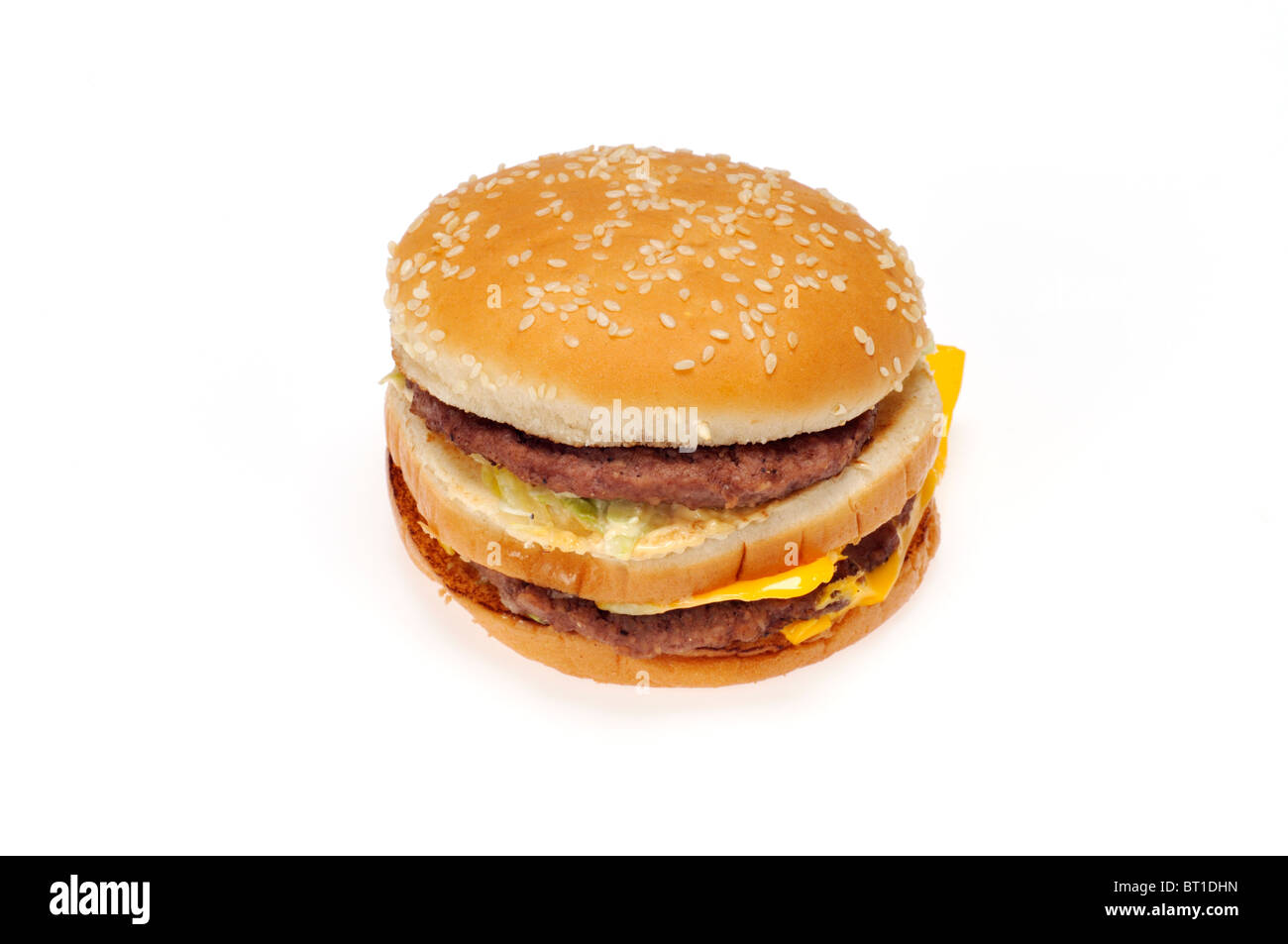 McDonald's Big Mac su sfondo bianco intaglio Foto Stock
