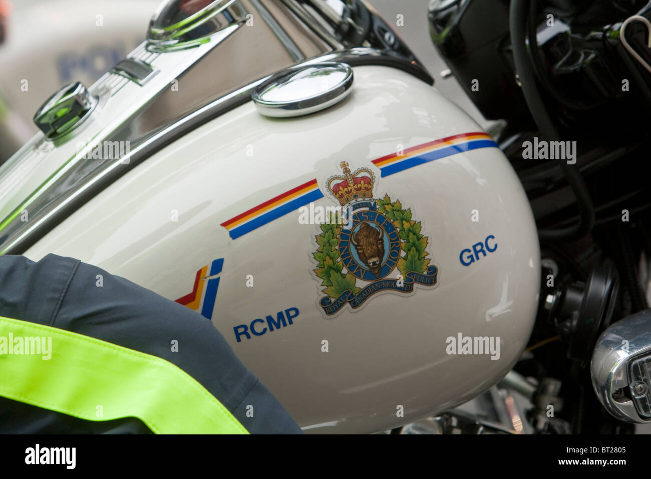 RCMP GRC MOTO della polizia è visto durante un controllo di polizia sfilata commemorativa in Ottawa domenica 26 settembre, 2010. Foto Stock