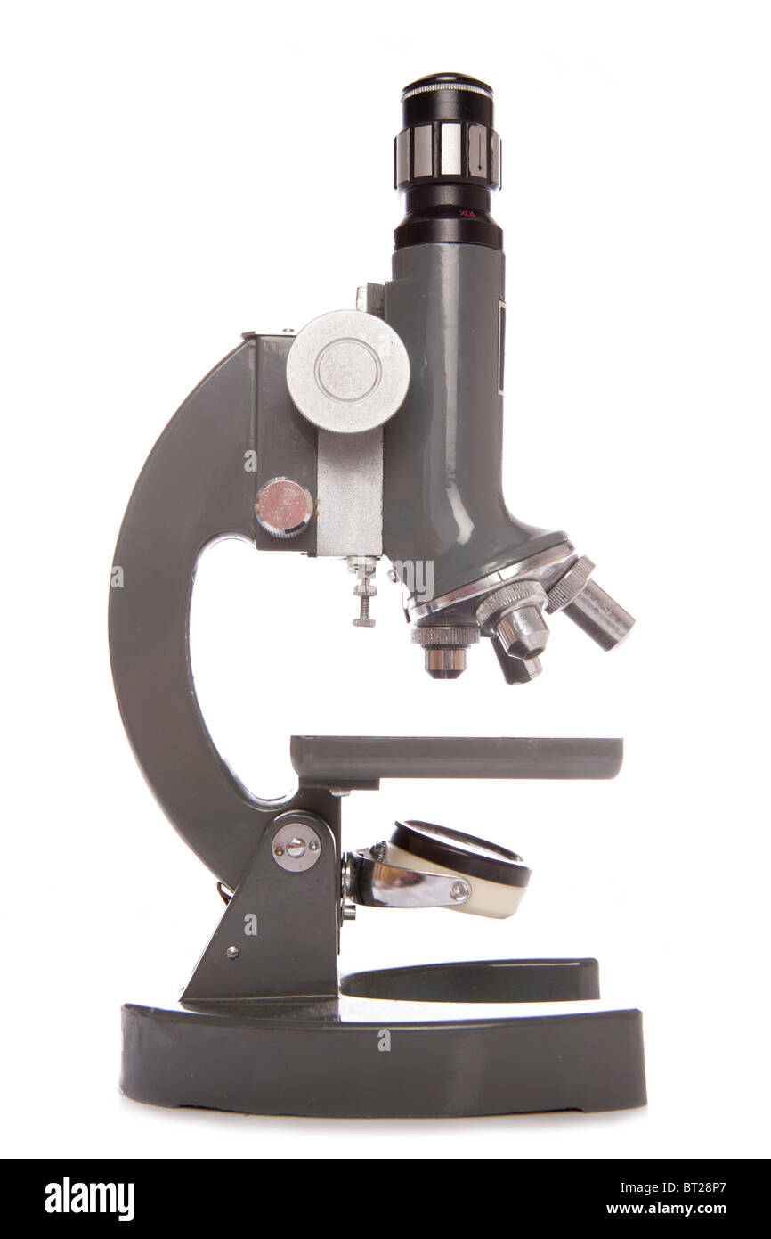 Microscopio scientifico isolato di esclusione di studio Foto Stock