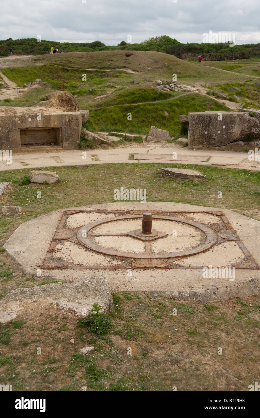 Francia, Normandia, Point du Hoc. Punto strategico per il tedesco fortificazioni lungo la costa della Normandia. Foto Stock