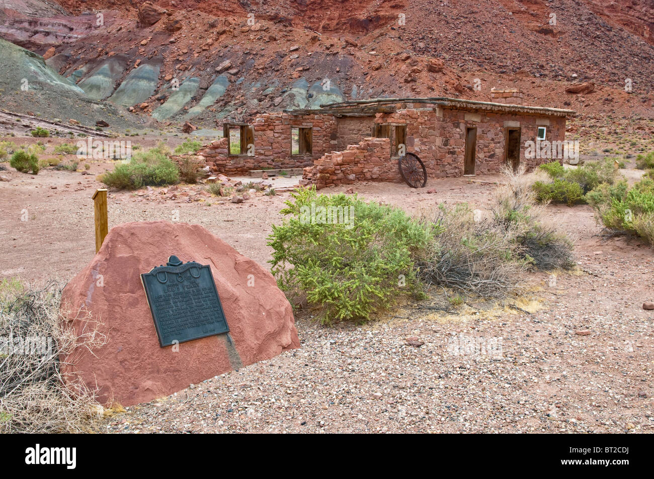Le antiche rovine di meno del traghetto, meno Ferry Fort, Vermillion Cliffs, Marble Canyon, Arizona, Stati Uniti d'America Foto Stock