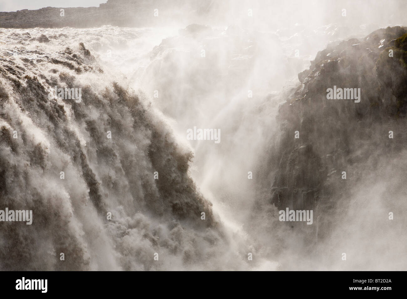Dettifoss cascata, la più grande in Europa in termini di volume, con una goccia di 47 metri Foto Stock