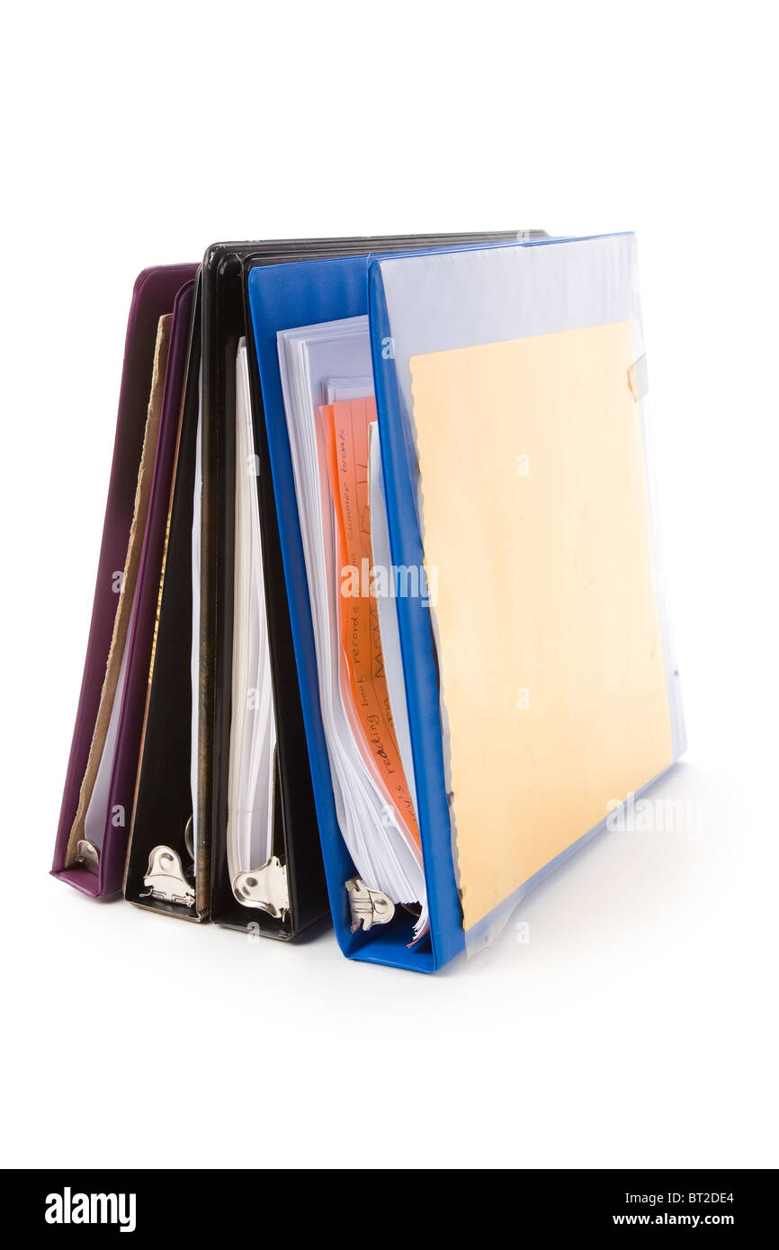 Cartella file, Ring Binder con sfondo bianco Foto Stock