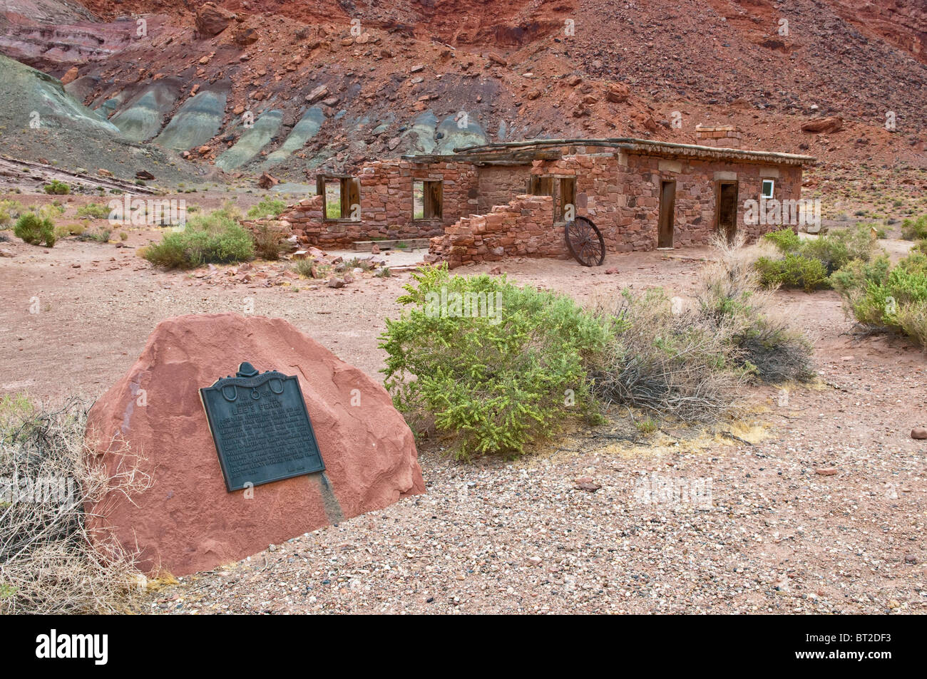 Le antiche rovine di meno del traghetto, meno Ferry Fort, Vermillion Cliffs, Marble Canyon, Arizona, Stati Uniti d'America Foto Stock