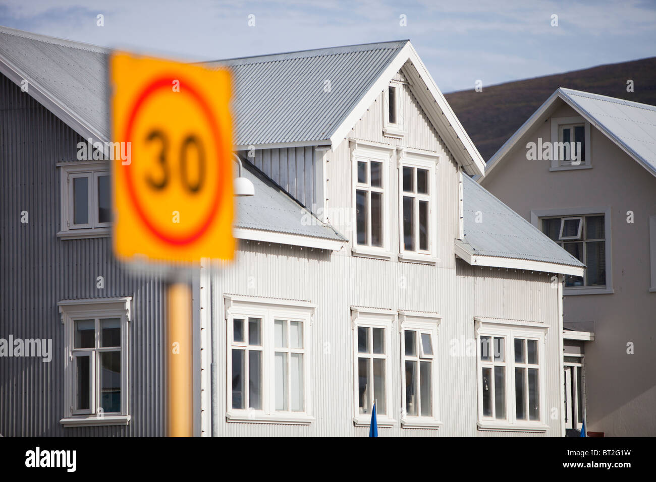 Una casa in Akureyri, Islanda. Foto Stock