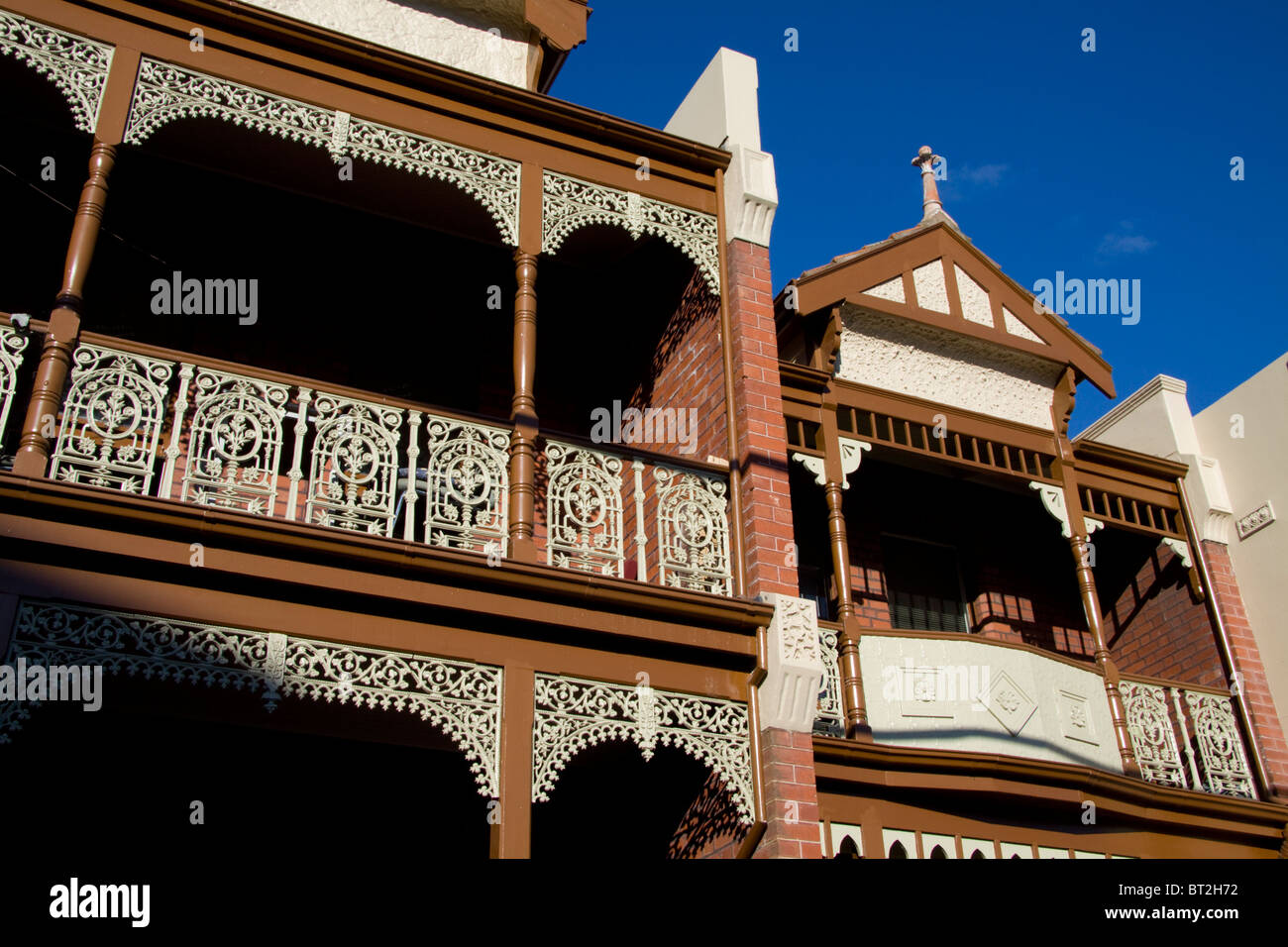 Un edificio del periodo vestito in ghisa laccio in Melbourne Australia Foto Stock