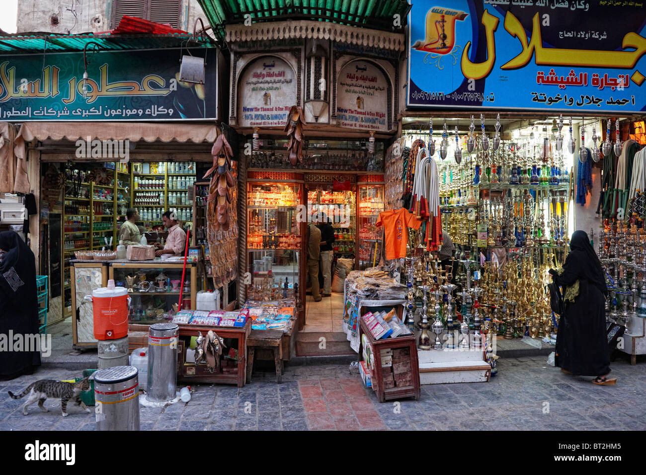 Khan al Khalili Bazar del Cairo in Egitto, in Arabia, in Africa Foto Stock