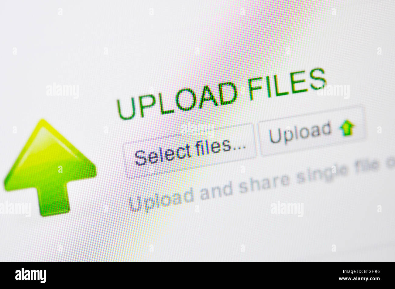 Scegliere il file da caricare e condividere file sul sito Web di condivisione Foto Stock
