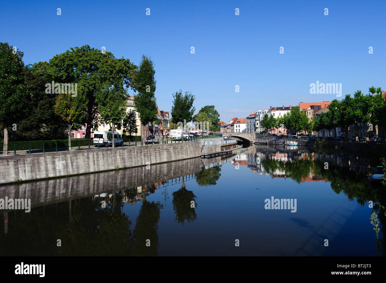 Fiume Leie in Gent, Belgio Foto Stock