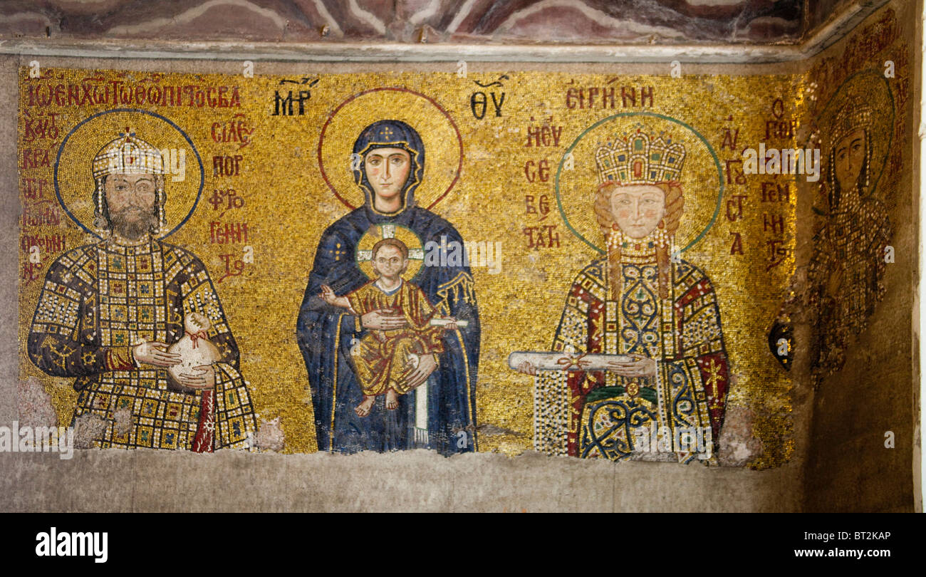 Comneno mosaico Hagia Sophia (Aya Sophia) (STE Sophia) Chiesa moschea ora museo di Istanbul in Turchia. Mosaici Cristo visualizzare 100858 Foto Stock