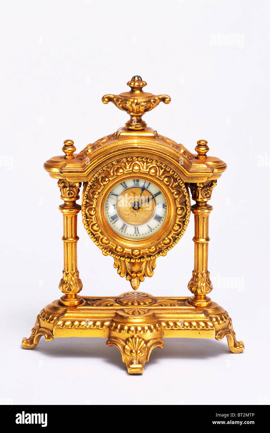 Golden francese antico orologio .realizzato intorno al 1880. Foto Stock