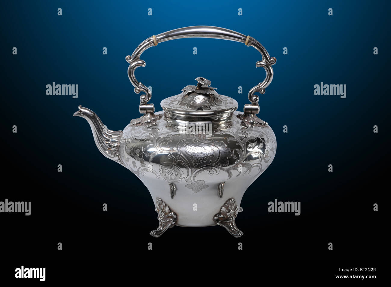 Antiquariato Argento Inglese teiera. Foto Stock