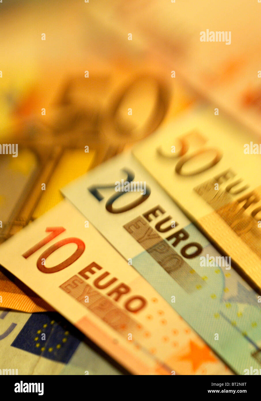 Brexit,Euro, raffigurante il 50, 20 e dieci le banconote in euro. Valuta Europea Foto Stock