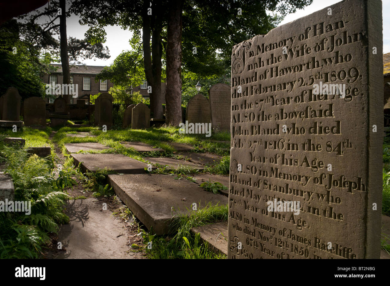 Bronte Parsonage da Haworth Chiesa cimitero Foto Stock