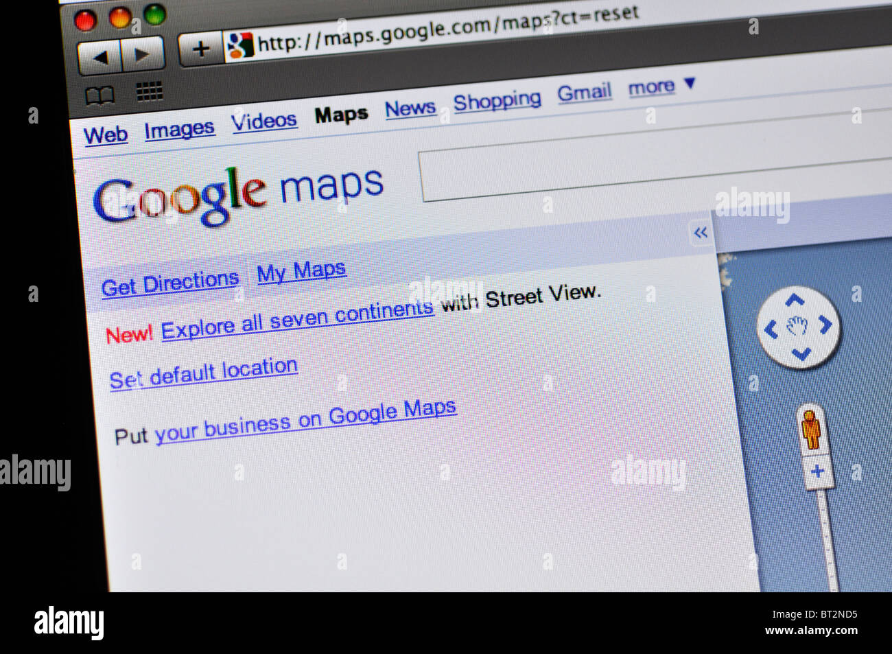 Sito web di Google maps Foto Stock