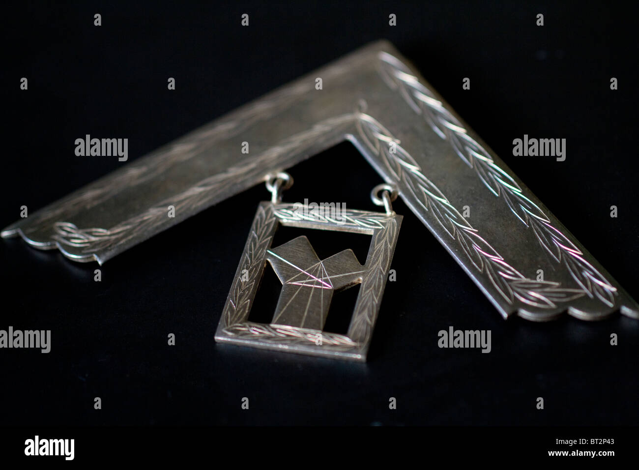 Massone massone, Massonic Past Master Medal Set quadrato ad angolo retto simbolo Londra Regno Unito Foto Stock