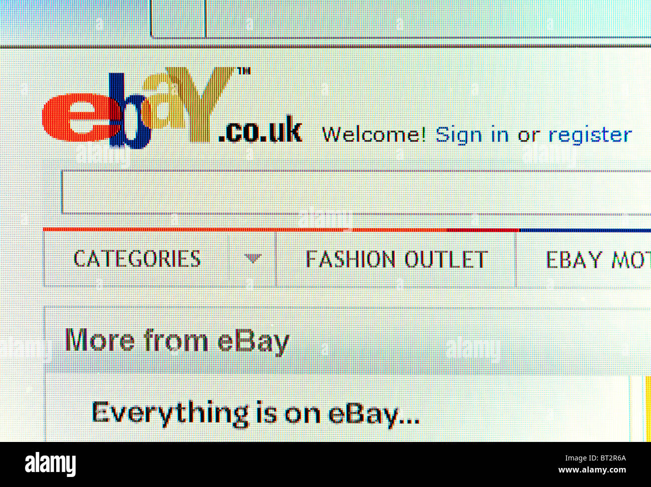 Ebay screen shot della pagina di benvenuto Foto Stock