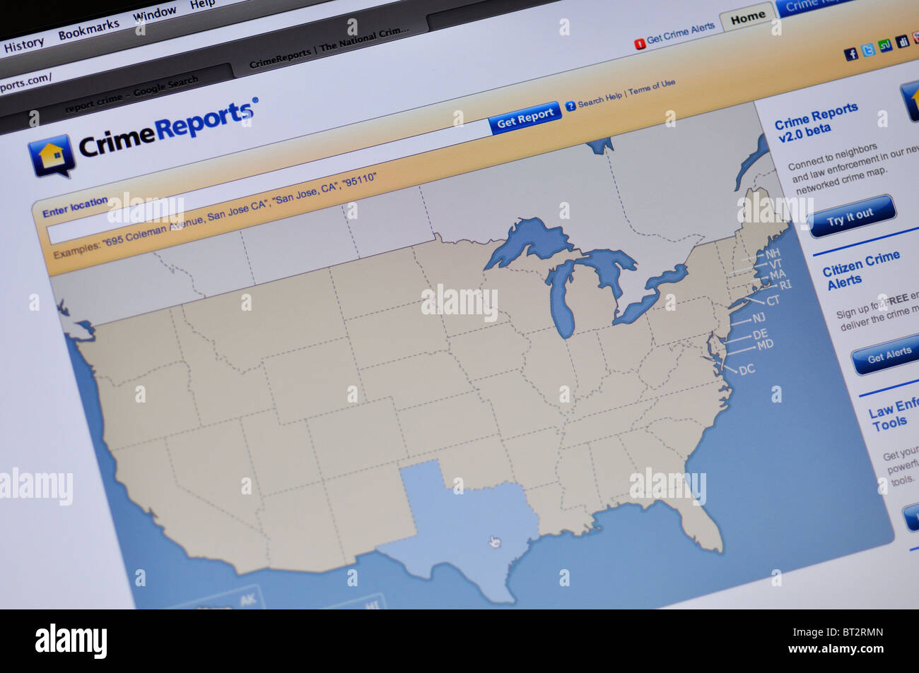 Rapporto sulla criminalità, sito Web USA Foto Stock