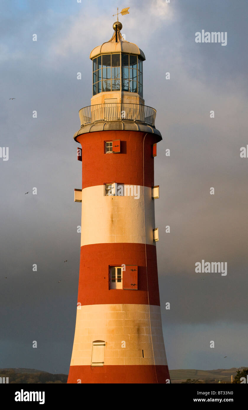 Smeaton's Tower, ex faro ora situati sul Plymouth Hoe, Devon, Regno Unito Foto Stock
