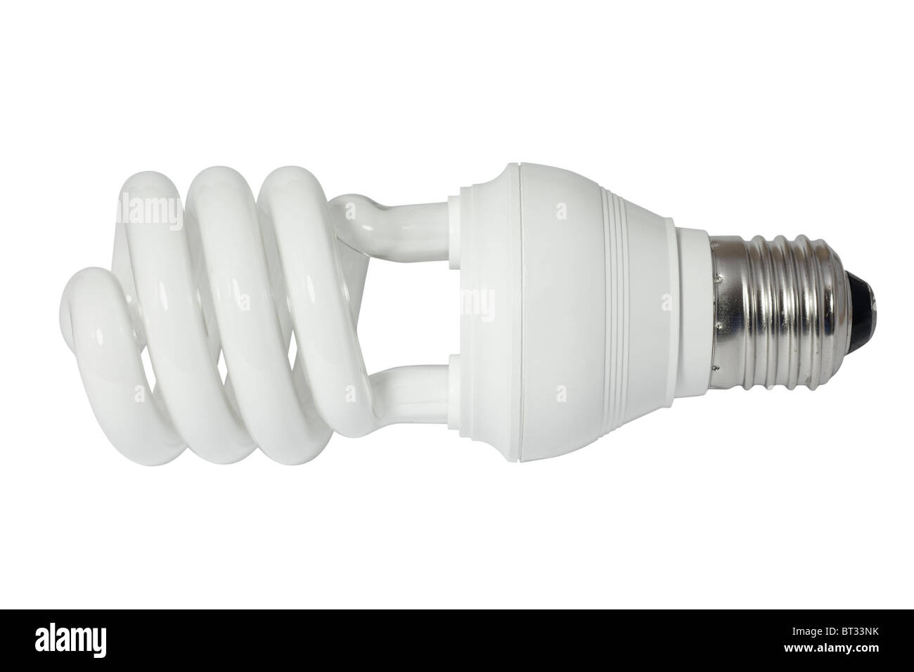 Risparmio energetico lampada fluorescente lampadina (CFL). Isolato su sfondo bianco con percorso di clipping. Foto Stock
