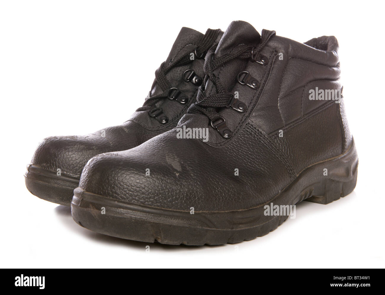 In acciaio nero scarpe da punta rinforzata studio ritaglio Foto Stock