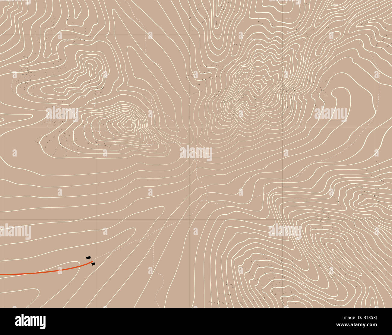 Illustrazione di un generico mappa di contorno di montagne Foto Stock