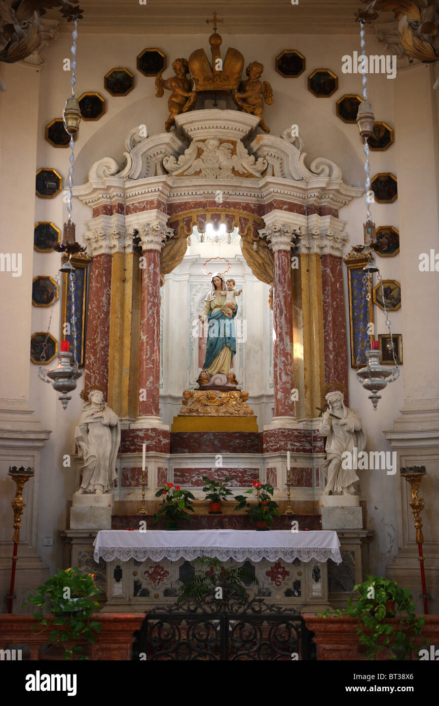 Chioggia, Chiesa di San Domenico, la statua della Madonna, canal, laguna, Venezia, Veneto, Italia Foto Stock