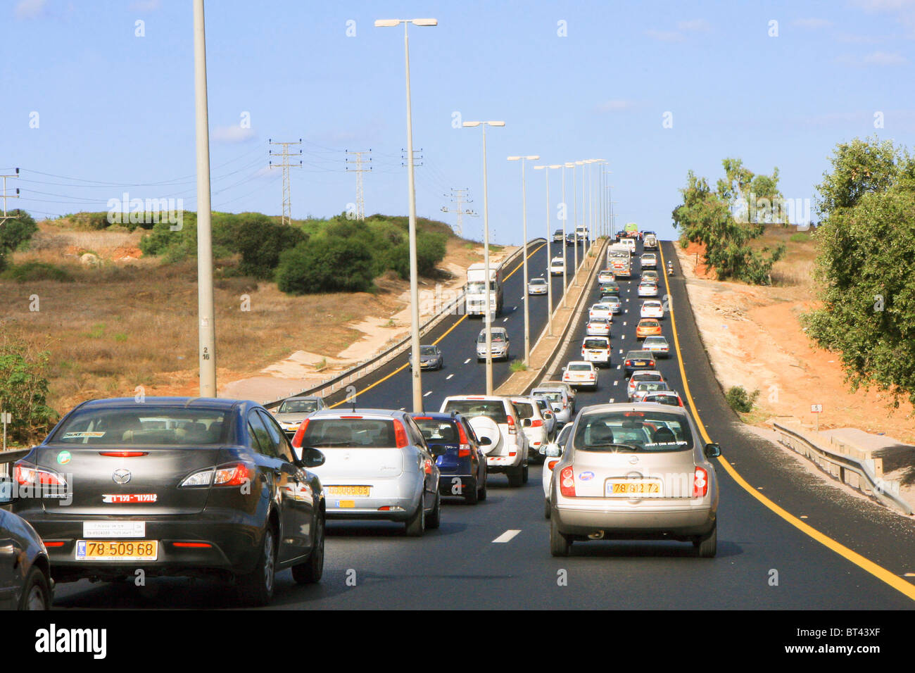 Il traffico di Israele pileup Foto Stock
