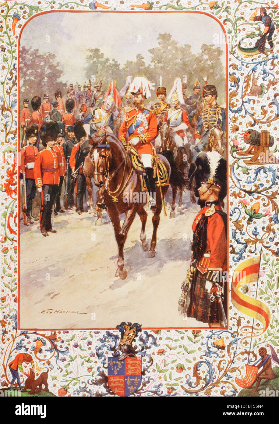 George V, come maresciallo di campo e British reggimenti di cui egli fu il colonnello. George Frederick Ernest Albert, 1865 a 1936. Foto Stock