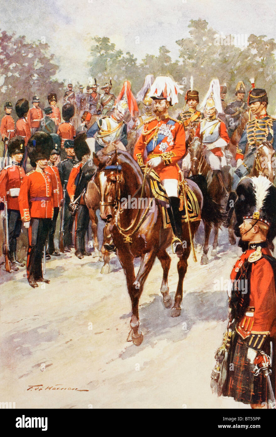 George V, come maresciallo di campo e British reggimenti di cui egli fu il colonnello. George Frederick Ernest Albert, 1865 a 1936. Foto Stock