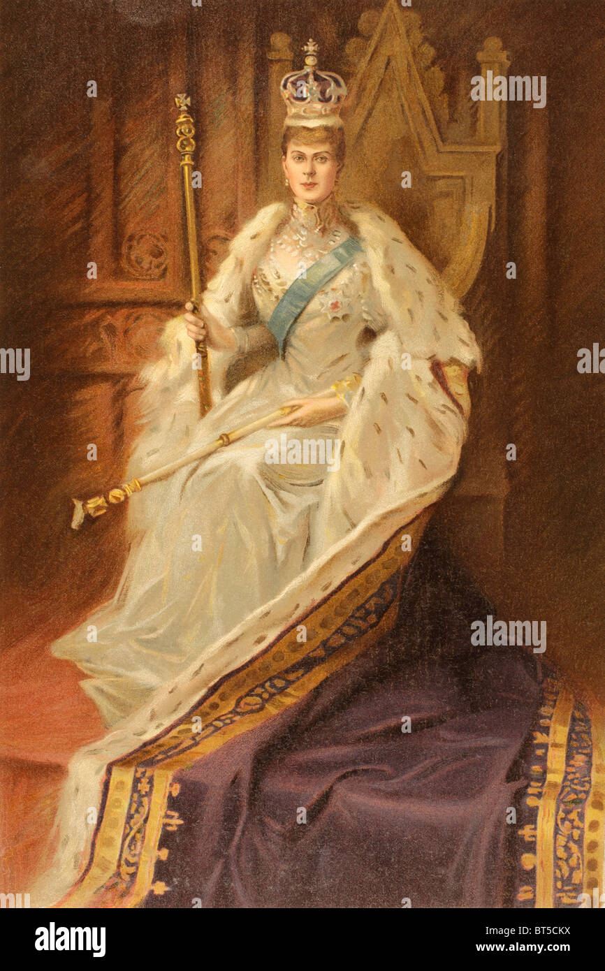 Queen Mary, consorte del re Giorgio V, nell anno della sua incoronazione, 1910. Maria di Teck, Victoria Mary Augusta Louise Olga Pauli Foto Stock