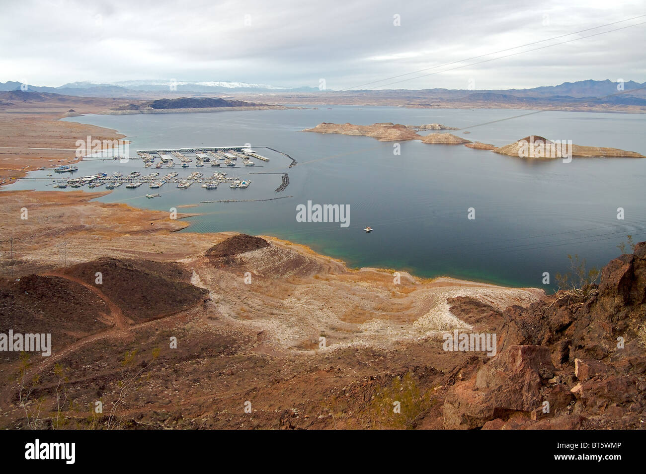 Una vista del Lago Mead, dall'alto. Il lago Mead è il serbatoio più grande negli Stati Uniti Foto Stock