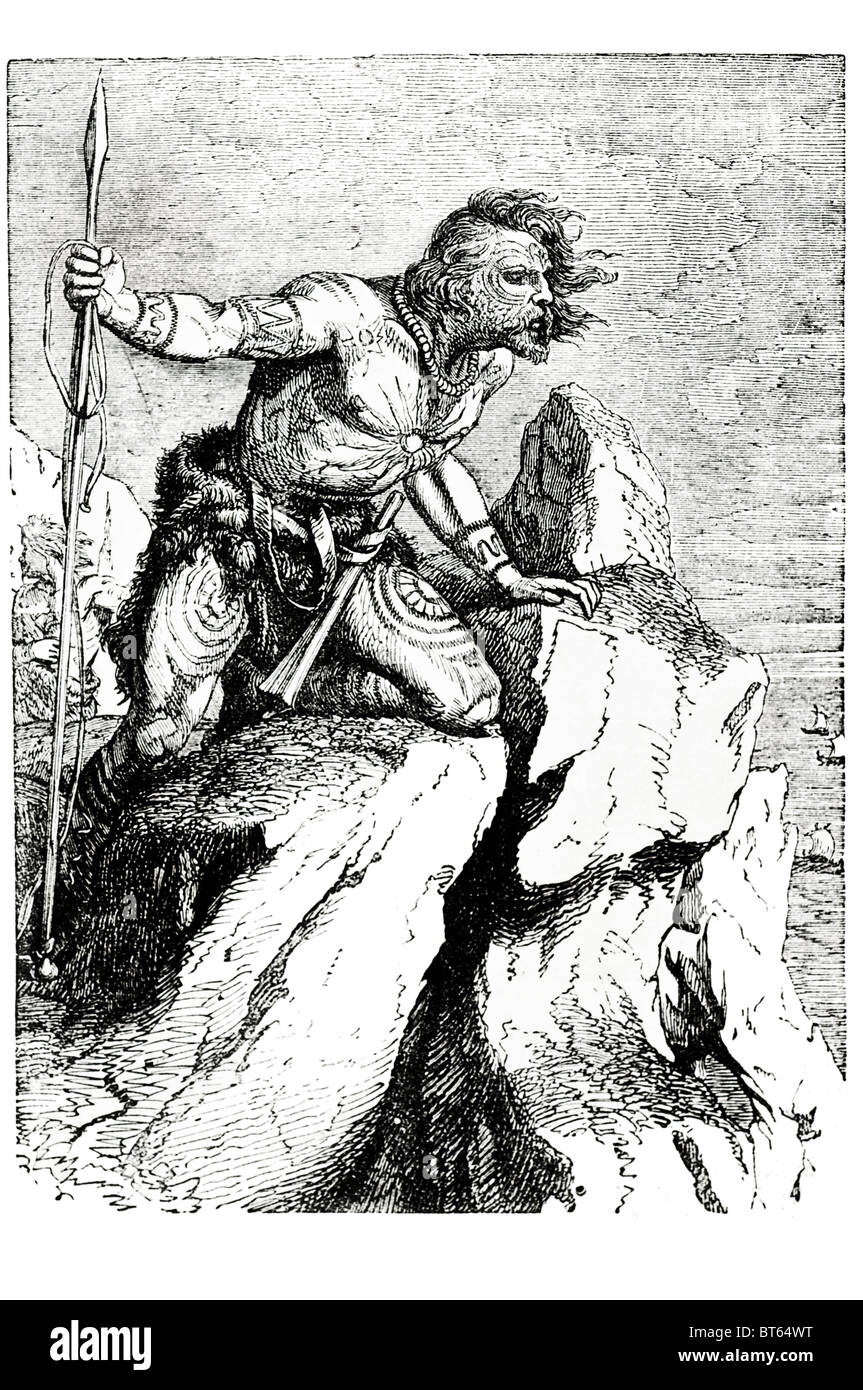 Edonian guerriero pict l'uomo maschio tattoo Caledonians Caledonii Confederacy Scozia Età del Ferro romana Picts britannici. Gran Bretagna Foto Stock