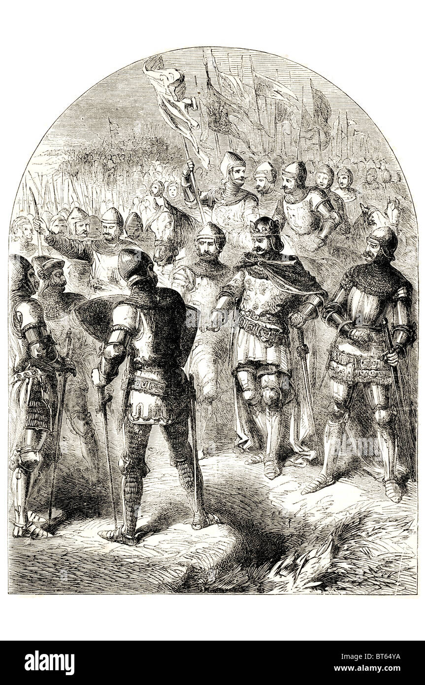 Azincourt re Enrico V e sire de helly Battaglia di Agincourt grande vittoria inglese numericamente superiori esercito francese centinaia di anno Foto Stock