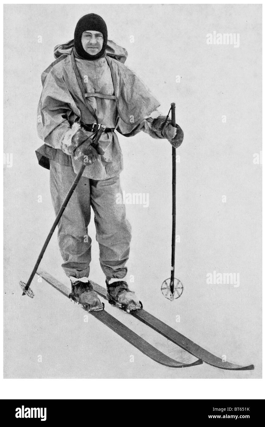 Polari lungo polo sciistico pelle di foca il capitano Robert Falcon Scott CVO 6 Giugno 1868 - 29 Marzo 1912 Royal Navy officer explorer due expedi Foto Stock