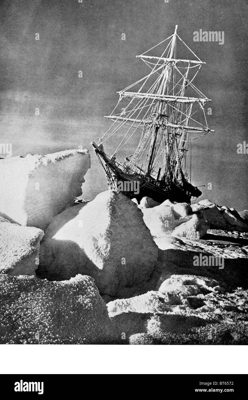 Ernest Shackleton endurance intrappolate nel ghiaccio pesante pack Imperial Trans-Antarctic Expedition tre-masted barquentine Sirsailed 1 Foto Stock