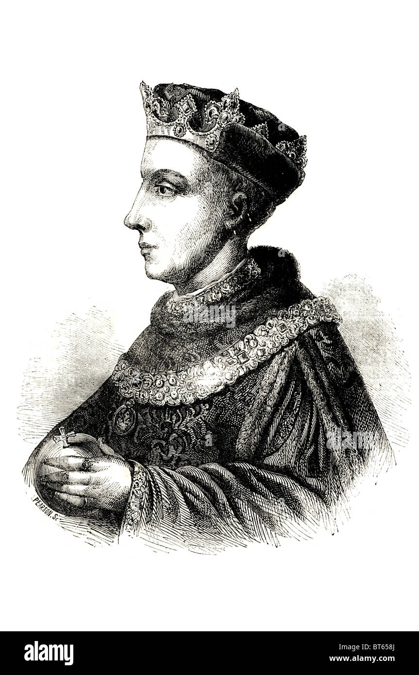 Enrico V Welsh: Harri 16 Settembre 1387 - 31 agosto 1422) era il re d'Inghilterra dal 1413 fino alla sua morte. Da una modesta star Foto Stock