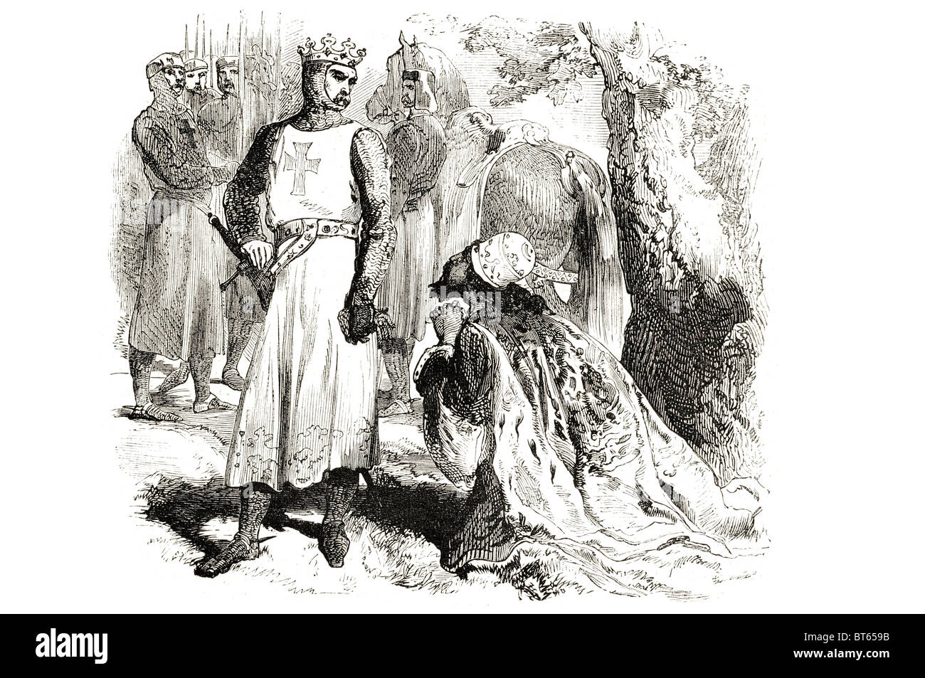 Isaac Komnenos di cipro supplica a Richard il cuore di leone per sua figlia o Comneno Isaakios Komnēnos; c. 1155 - 1195/119 Foto Stock
