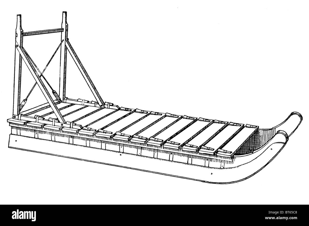 Runner strette slitta antartico artico esplorare esplorazione cala di trasporto tirare cane manpower 1930 1940 presto in legno sled Sl Foto Stock