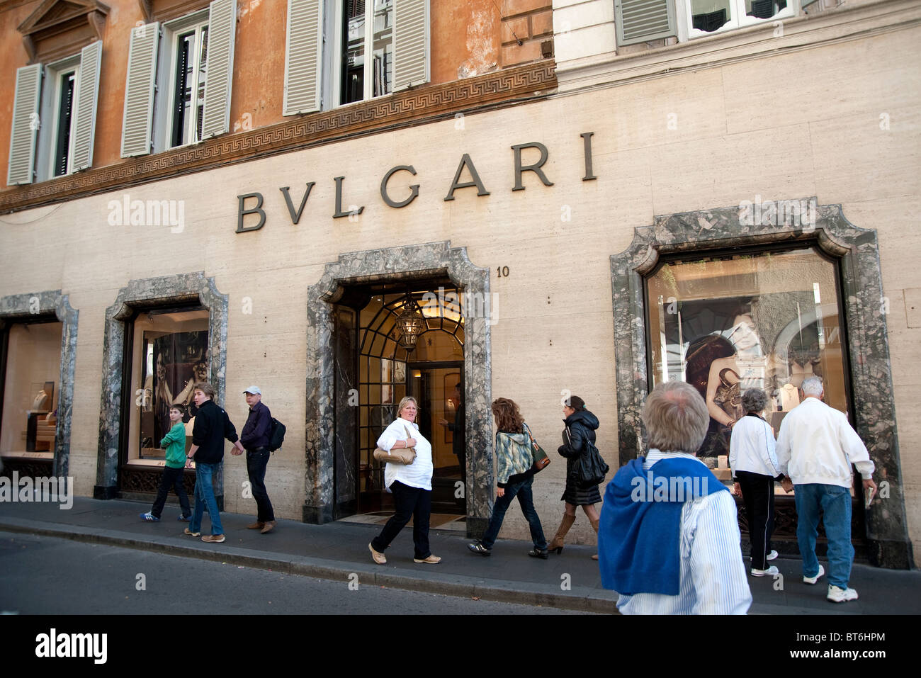 Bulgari front store in Via dei Condotti, Roma, Italia. Foto Stock