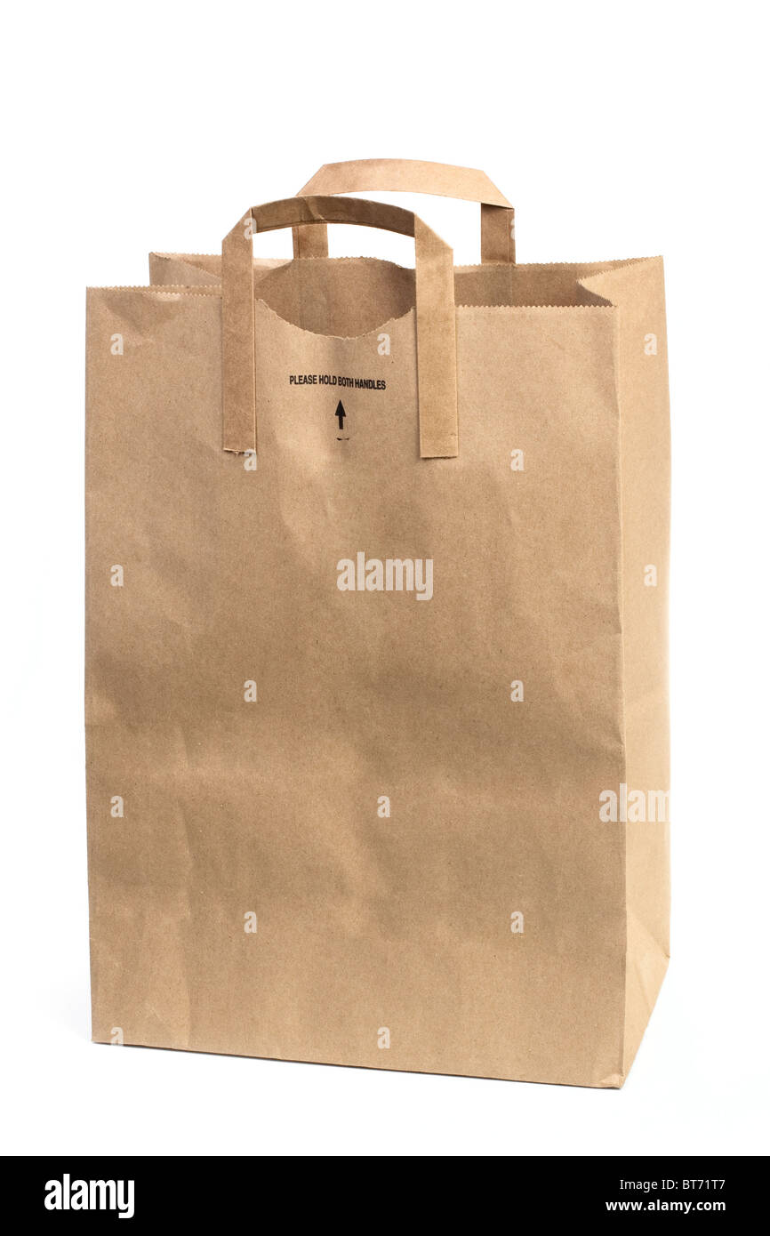 Carta shopping bags isolati su sfondo bianco Foto Stock