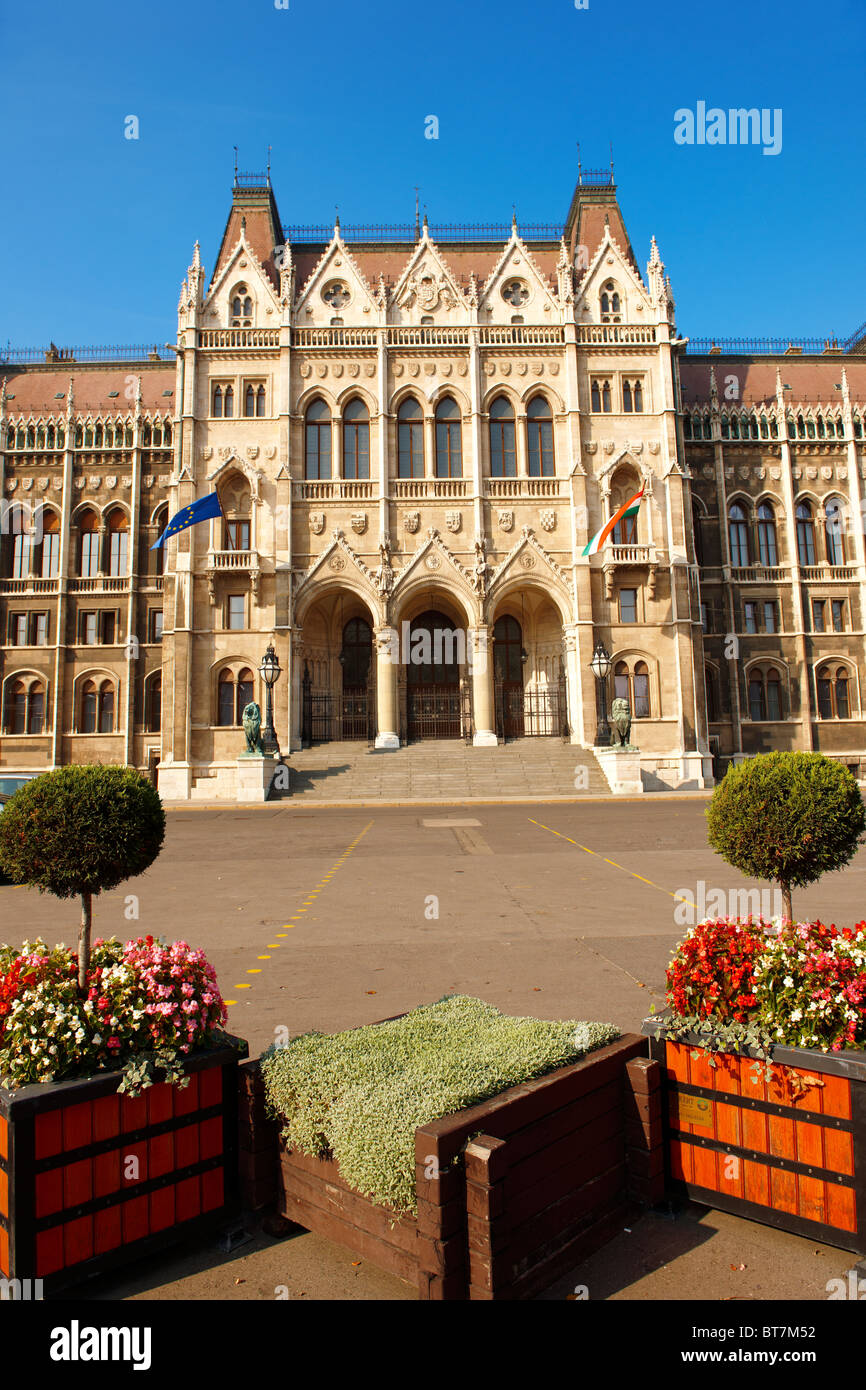 La nazionale ungherese di assemblaggio. Il Parlamento (Országház), Budapest Ungheria Foto Stock