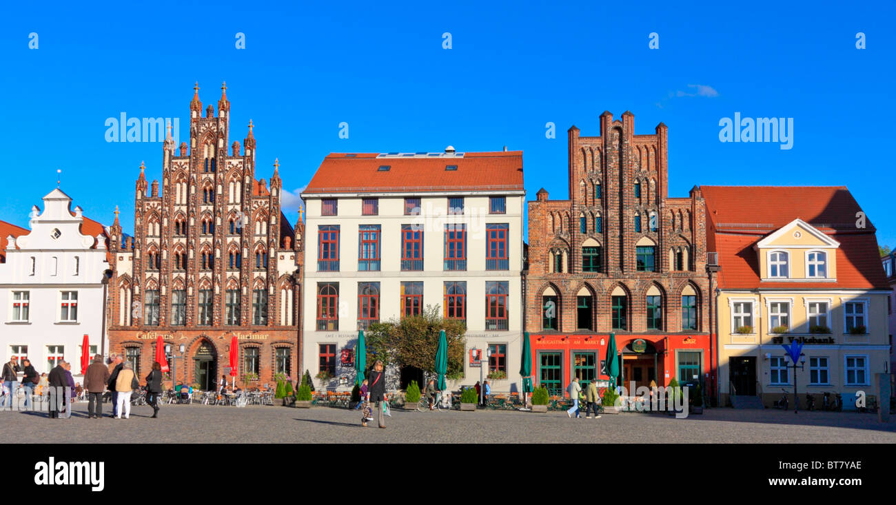 Storiche case mercantili di Greifswald, Germania Baltic Coast Foto Stock